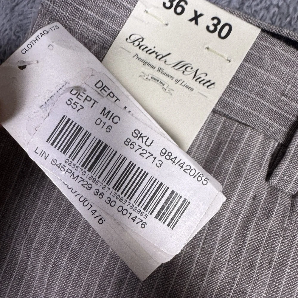Baird McNutt Linen Pants Men 36x30 Murano 100% Linen Trouser Striped Chino